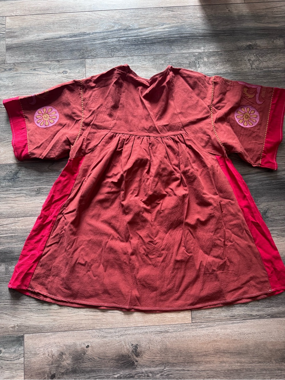 Embroidered Rust Red Pink Boho Women’s Dress or Tunic - Picture 2 of 7